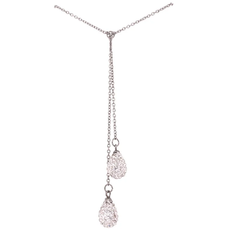 charm necklaces for women -Stainless Steel Pave Crystal Drop Necklace