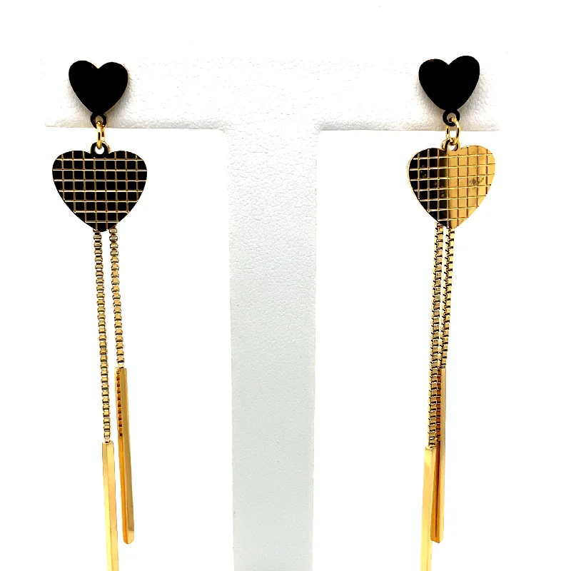 designer diamond earrings for women -Gold Plated Heart Dangle Earrings Ref: EA574801G