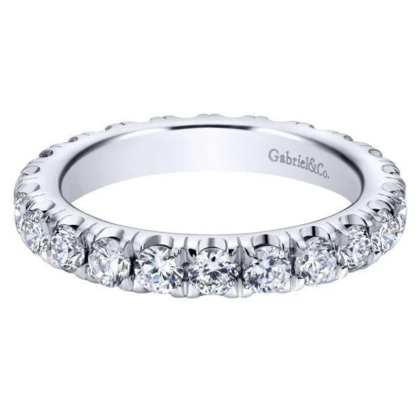 women’s unique gemstone engagement rings -French Pave Eternity Diamond Band 2 Cttw 14K White Gold