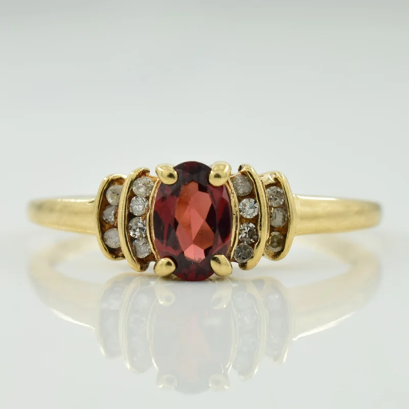 Garnet & Diamond Ring | 0.50ct, 0.07ctw | SZ 7 |