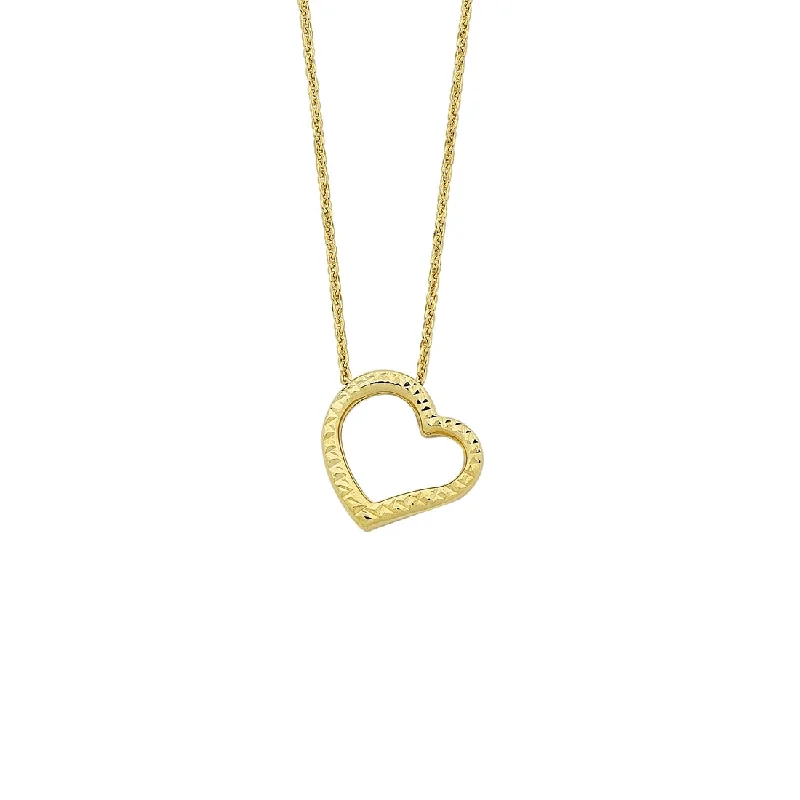 chunky necklaces for women -9ct Yellow Gold Silver Infused Open Floating Heart Necklace