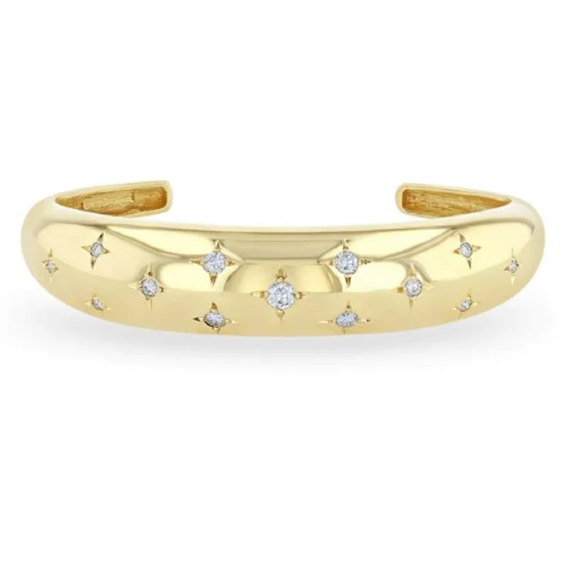 women’s stacked bracelets -14K Gold Medium Aura Diamond Cuff Bracelet