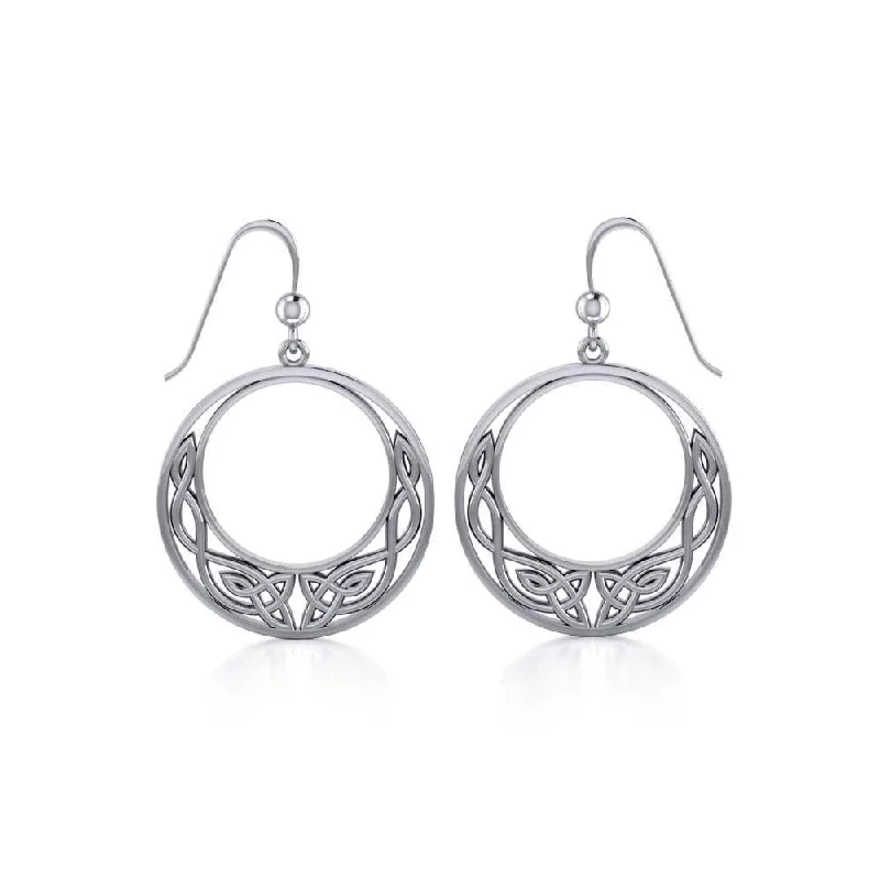 vintage-inspired earrings for women -Celtic Moon Sterling Silver Earrings TE101