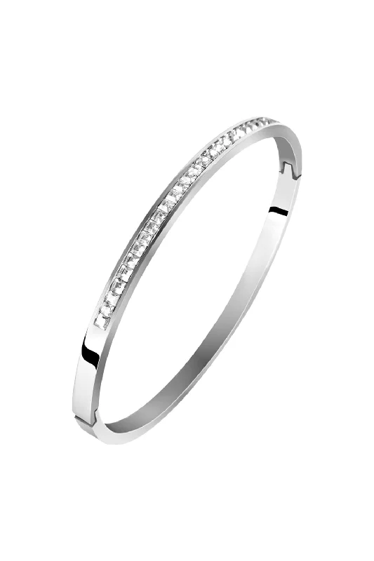 statement bangles for women -Bangle Stainless Steel Silver Bracelets