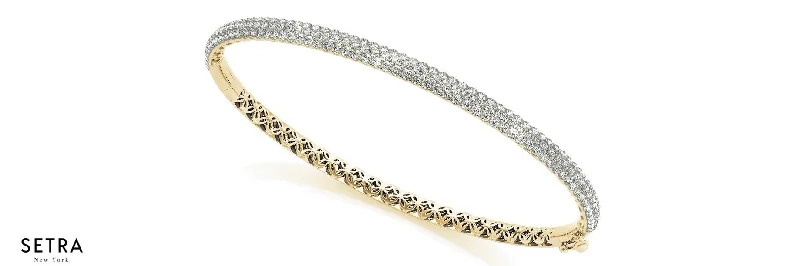 elegant bangles for women -18K Gold Multi Row Micro Pave Set Italian Fashion Bangle Bracelets