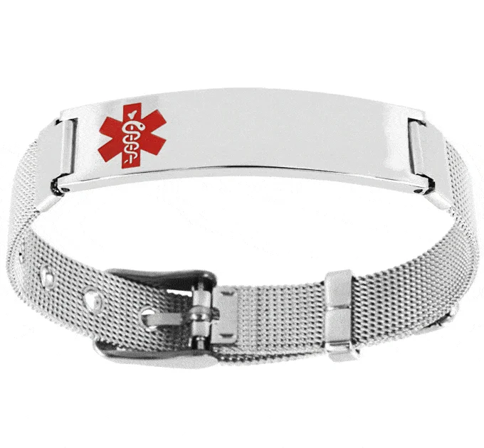 stackable bracelets for women -Adjustable Mesh Medic Alert Bracelet