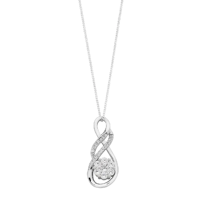 unique necklaces for women -Sterling Silver Cubic Zirconia Infinity Swirl Necklace