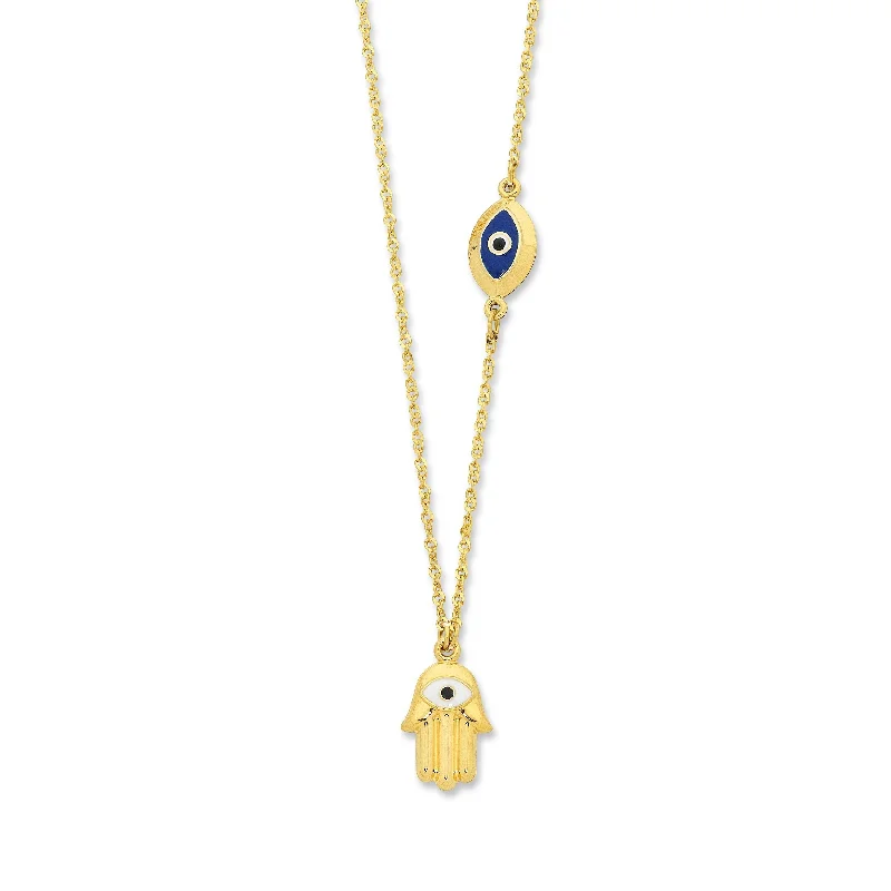 diamond heart necklaces for women -9ct Yellow Gold Silver Infused Evil Eye Necklace