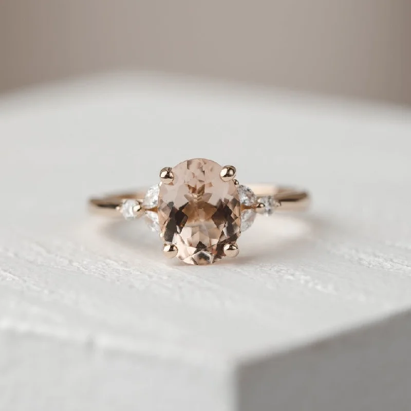 engagement rings with sapphires -Blair Peach Morganite & Lab Grown Diamond Ring