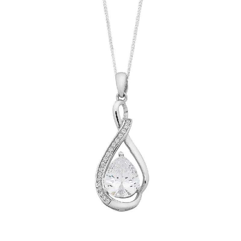 personalized birthstone necklaces for women -Sterling Silver Cubic Zirconia Pear Infinity Necklace