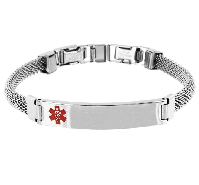 luxury bracelets for women -Mesh Medic Alert Bracelet