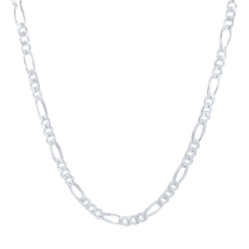 wedding necklaces for women -Sterling Silver Figaro Chain Necklace 55cm 4.1mm Wide