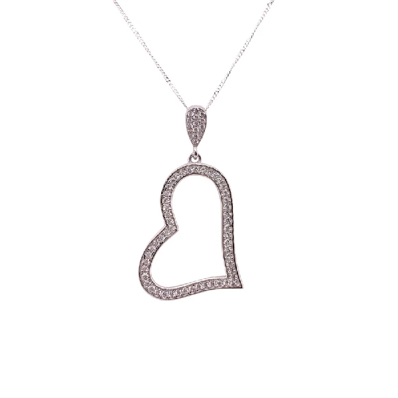 celestial necklaces for women -Sterling Silver Cubic Zirconia Open Heart Necklace