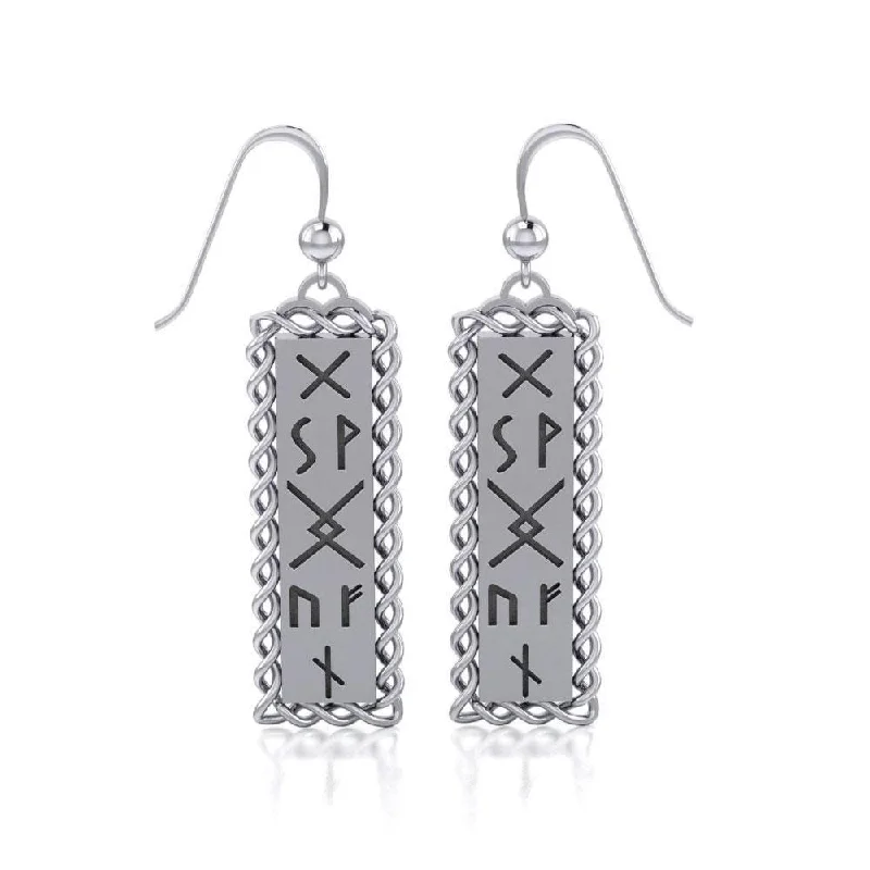 artistic gold earrings for women -Runes of Woden Sterling Silver Earrings TER1684