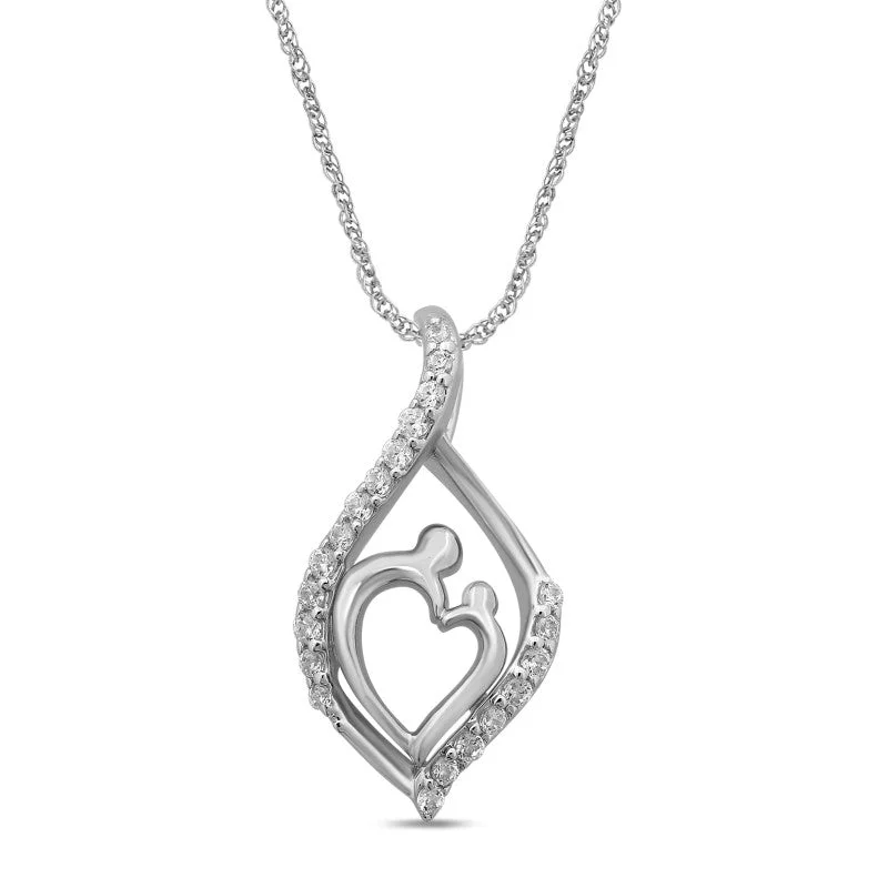 fashion-forward necklaces for women -Flame Necklace with 0.10ct of Diamonds in Sterling Silver