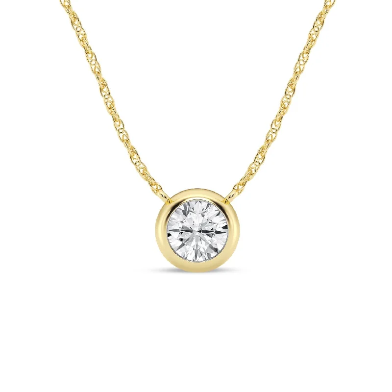 simple necklaces for women -Meera Bezel 1/2ct Laboratory Grown Solitaire Diamond Necklace in 9ct Yellow Gold