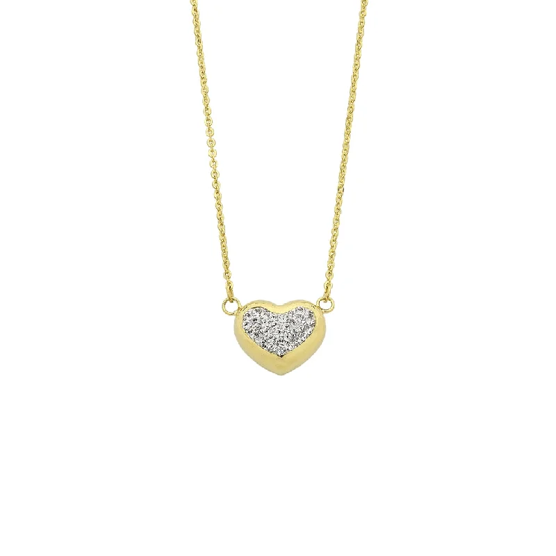 unique charm necklaces for women -9ct Yellow Gold Silver Infused Crystal Centred Heart Necklace