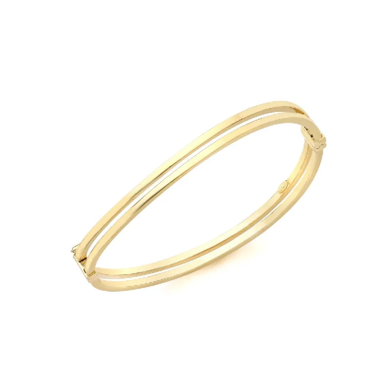 colorful bracelets for women -9K Yellow Gold 5mm Double-Square-Tube Wave Bangle