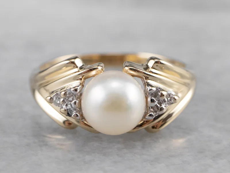 luxury engagement rings -Vintage Pearl and Diamond Ring