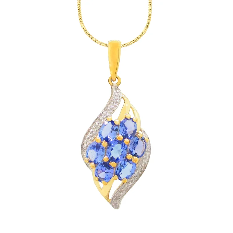 cute necklaces for women -9ct Yellow Gold Tanzanite Cluster Pendant with Diamonds