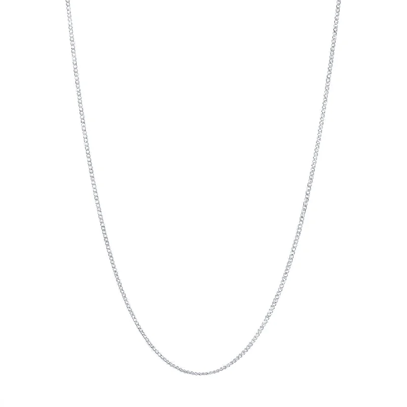 designer name necklaces for women -9ct White Gold Fine Diamond Cut Curb Chain Necklace 45cm