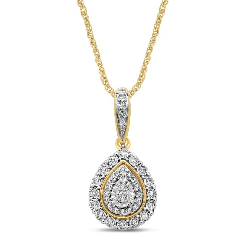 adjustable necklaces for women -Pear Shaped Necklace with 0.15ct of Diamonds in 9ct Yellow Gold