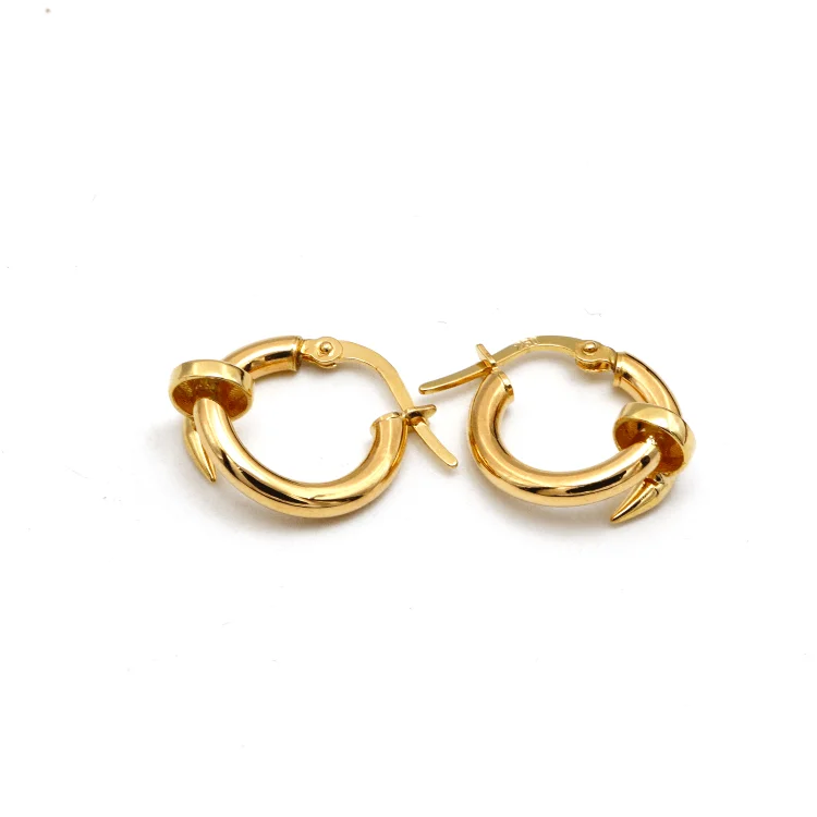 elegant hoop earrings for women -Real Gold Nail Earring Set - Style GZJCT0551-I, Design E1836