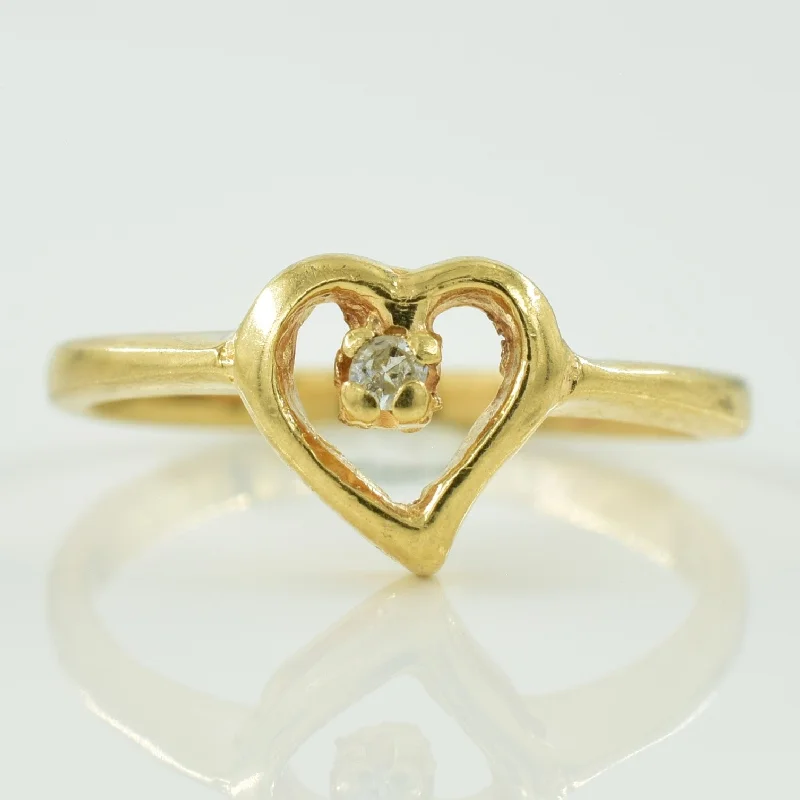 Petite Diamond Heart Ring | 0.02ct | SZ 2.25 |