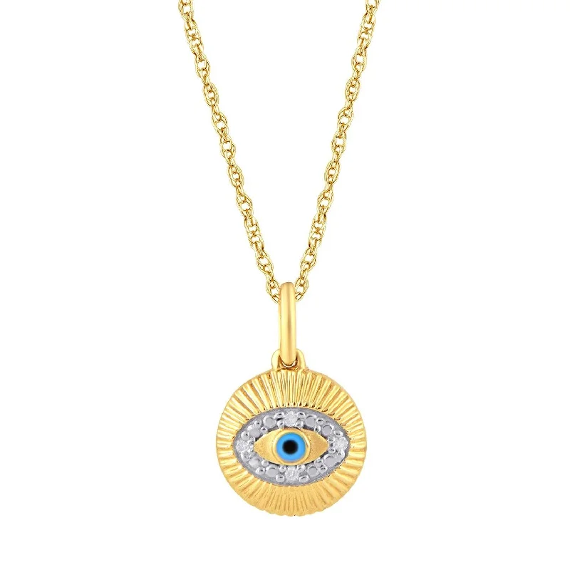 matching necklaces for women -Diamond Evil Eye Necklace in 9ct Yellow Gold